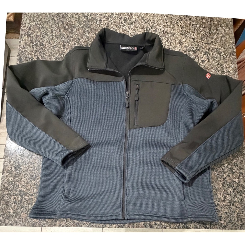Swiss Tech Mens Greystone Hybrid Fleece Softshell Jacket Gray Large SM46804Y